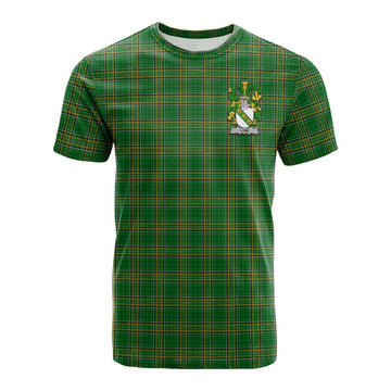 Tartan Vibes Clothing Low Irish Clan Tartan Cotton T-shirt with Coat of Arms
