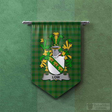 Low Irish Clan Tartan Gonfalon, Tartan Banner with Coat of Arms