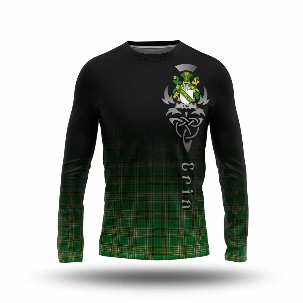 Tartan Vibes Clothing Low Irish Clan Long Sleeve T-Shirt with Coat of Arms Erin Go Bragh Celtic Inspired