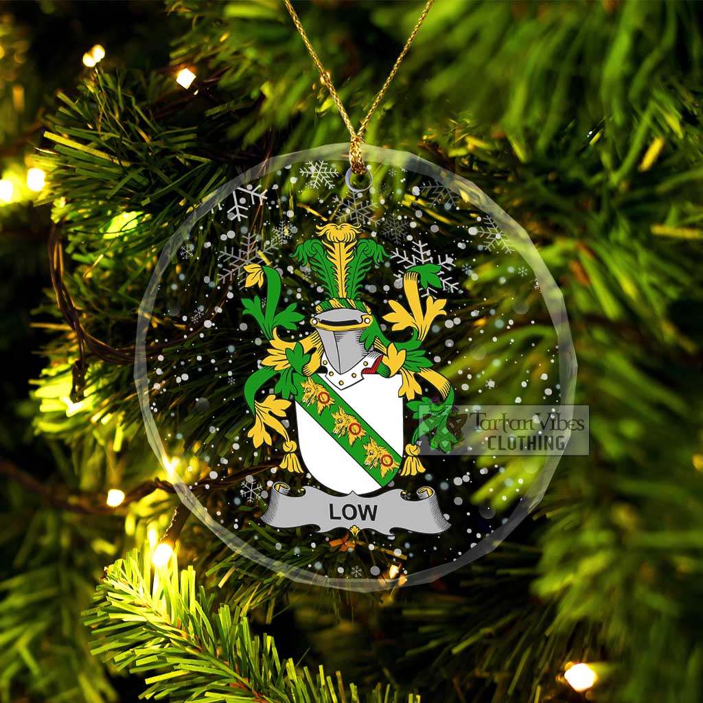 Tartan Vibes Clothing Low Irish Clan Christmas Glass Ornament with Coat of Arms