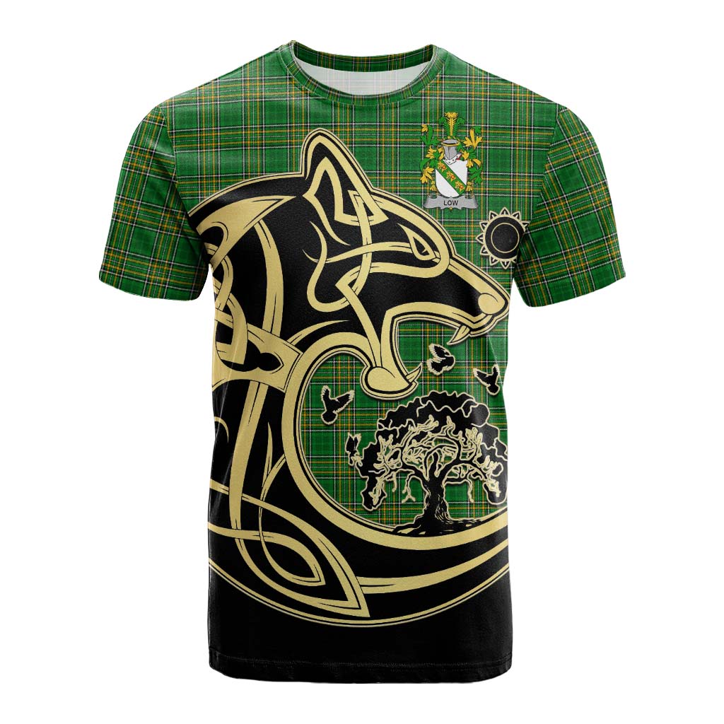 Low Irish Tartan Cotton T-shirt with Coat of Arms Celtic Wolf Style Kid's Shirt - Tartan Vibes Clothing