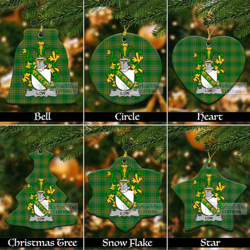 Low Irish Clan Tartan Christmas Ceramic Ornament with Coat of Arms