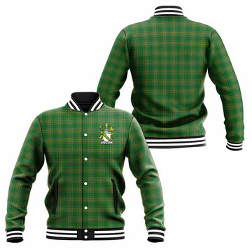 Tartan Vibes Clothing Low Irish Clan Tartan Baseball Jacket with Coat of Arms