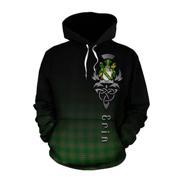 Low Irish Clan Cotton Hoodie with Coat of Arms Erin Go Bragh Celtic Inspired