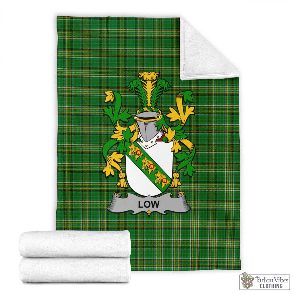 Low Irish Clan Tartan Blanket with Coat of Arms X-Large 59 x 79 inches 150 x 200 cm - Tartan Vibes Clothing