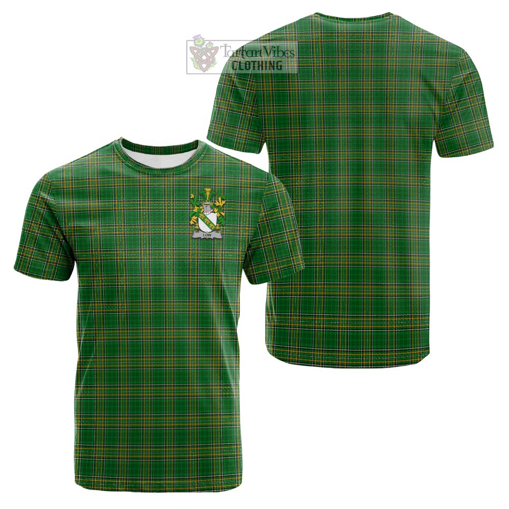 Low Irish Clan Tartan Cotton T-shirt with Coat of Arms - Tartan Vibes Clothing
