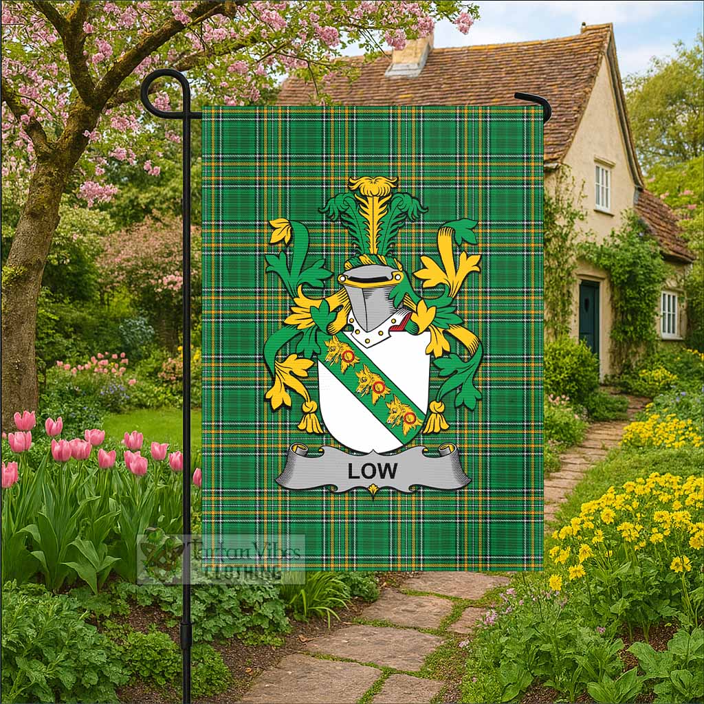 Low Irish Clan Tartan Flag with Coat of Arms
