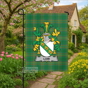 Low Irish Clan Tartan Garden Flag with Coat of Arms