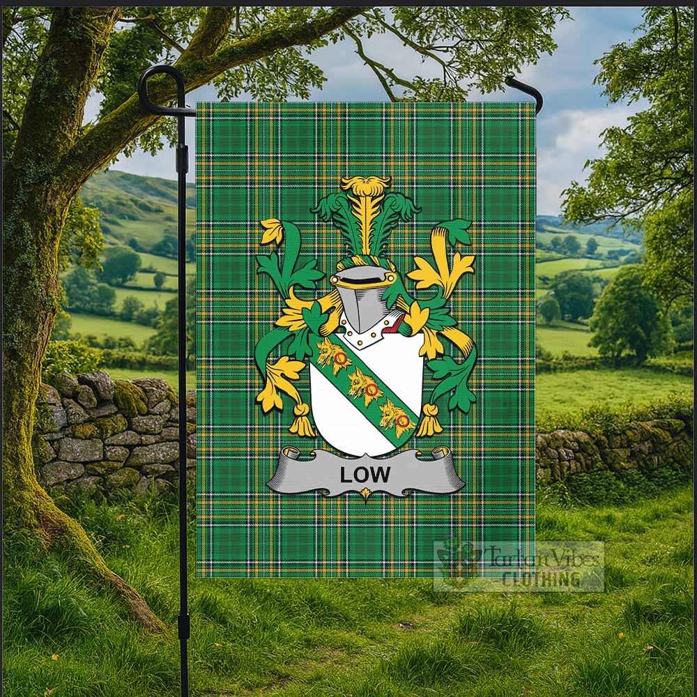Low Irish Clan Tartan Flag with Coat of Arms