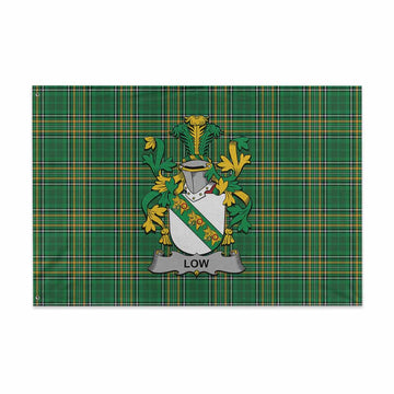 Low Irish Clan Tartan House Flag with Coat of Arms