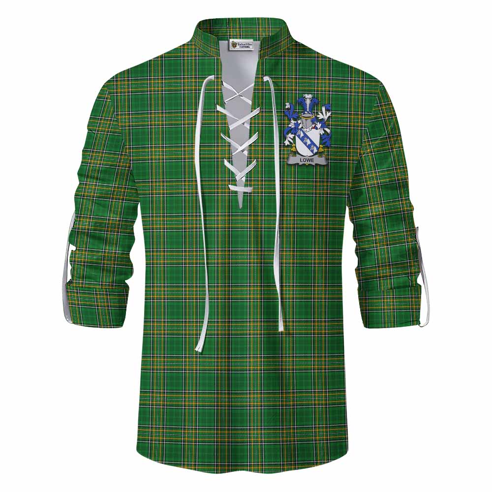 Tartan Vibes Clothing Lowe Irish Clan Tartan Ghillie Kilt Shirt with Coat of Arms