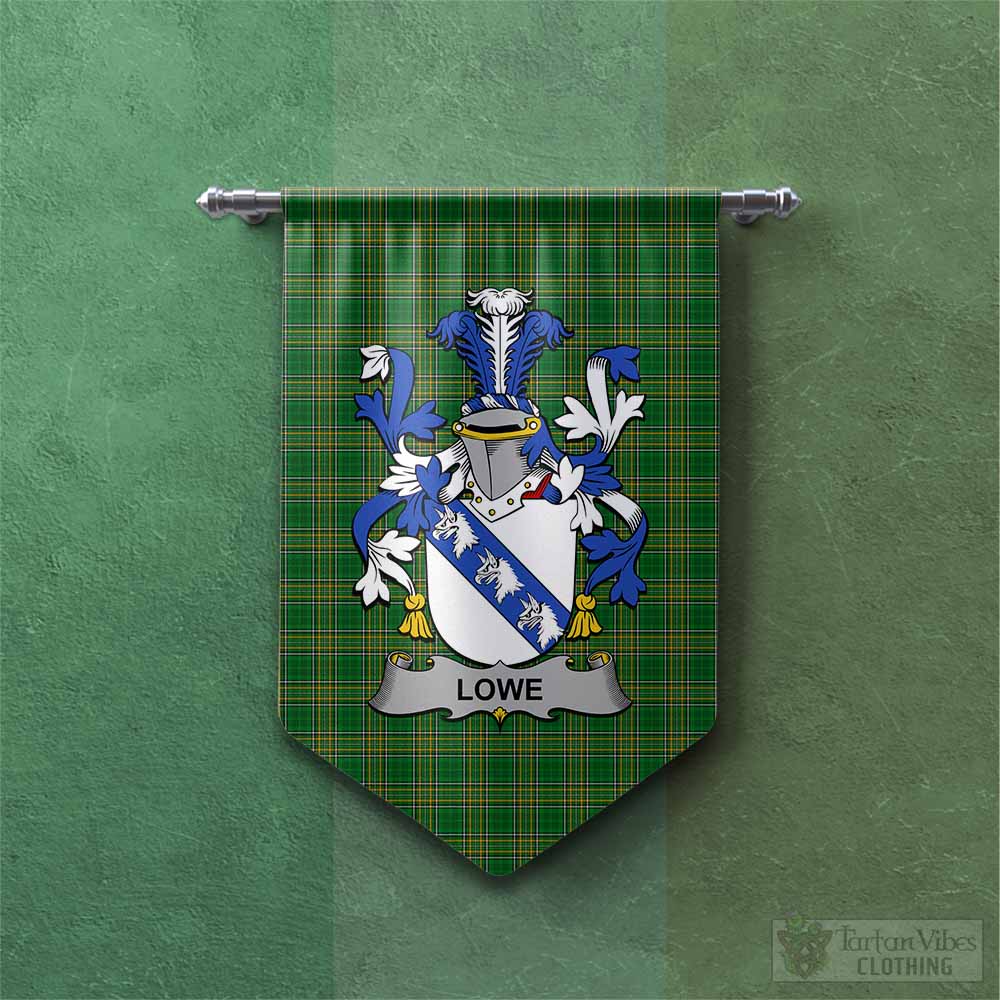 Tartan Vibes Clothing Lowe Irish Clan Tartan Gonfalon, Tartan Banner with Coat of Arms