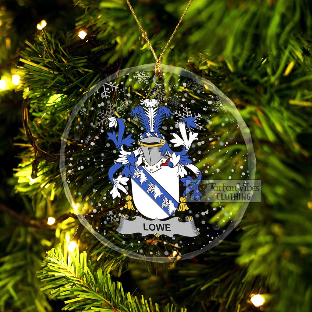 Tartan Vibes Clothing Lowe Irish Clan Christmas Glass Ornament with Coat of Arms