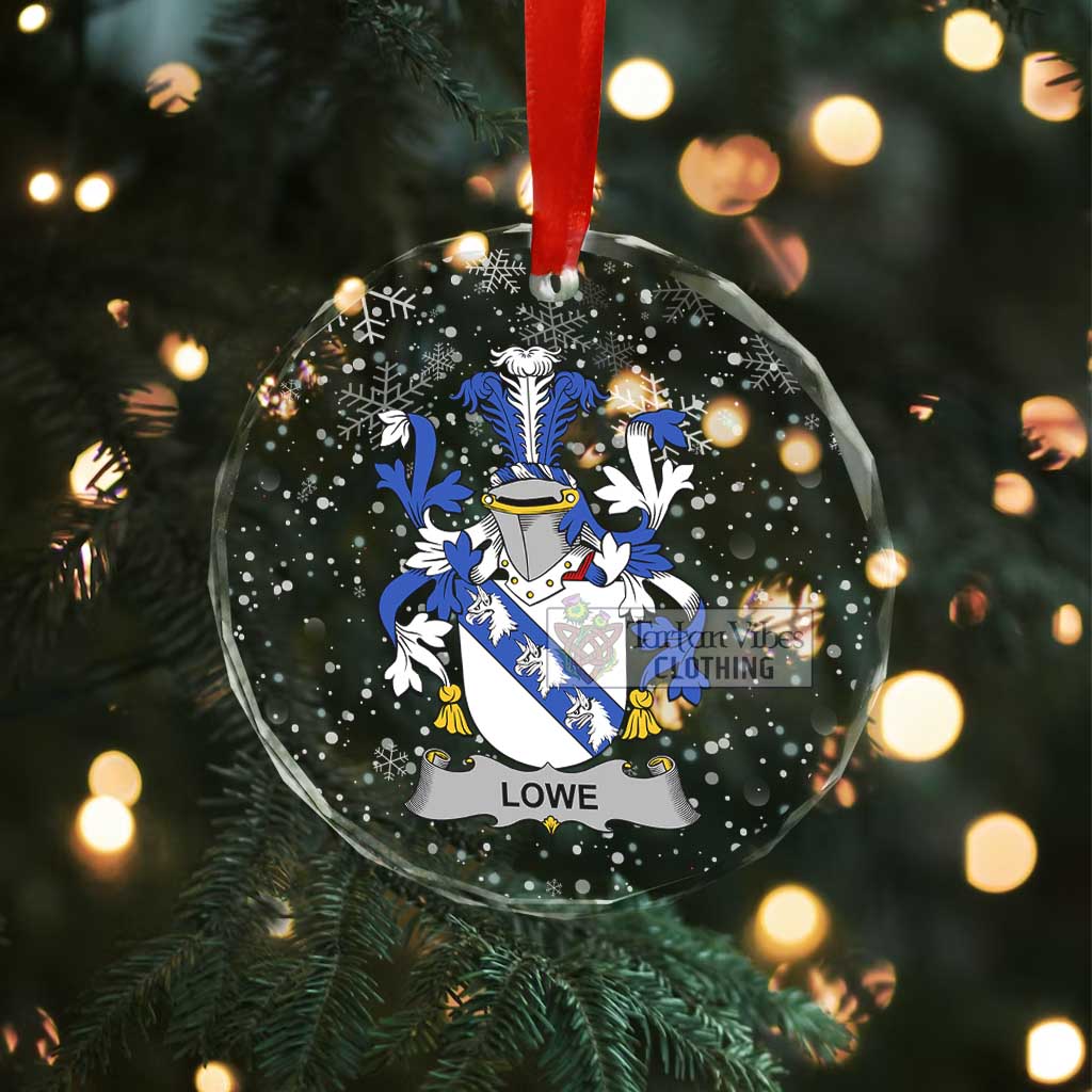 Tartan Vibes Clothing Lowe Irish Clan Christmas Glass Ornament with Coat of Arms