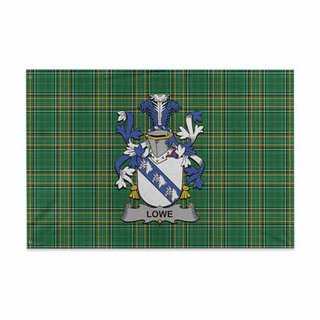 Lowe Irish Clan Tartan House Flag with Coat of Arms