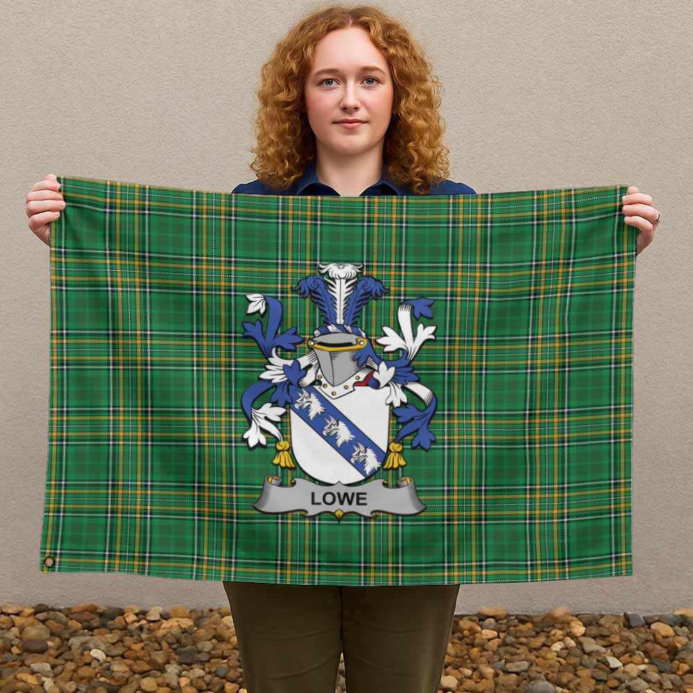 Tartan Vibes Clothing Lowe Irish Clan Tartan House Flag with Coat of Arms