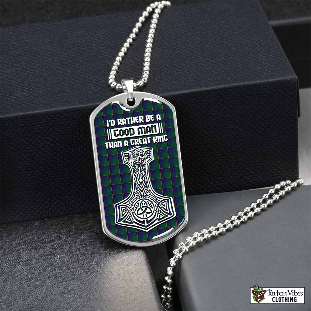 Lowry Tartan Dog Tag Necklace Viking Mjolnir Style Silver No - Tartan Vibes Clothing