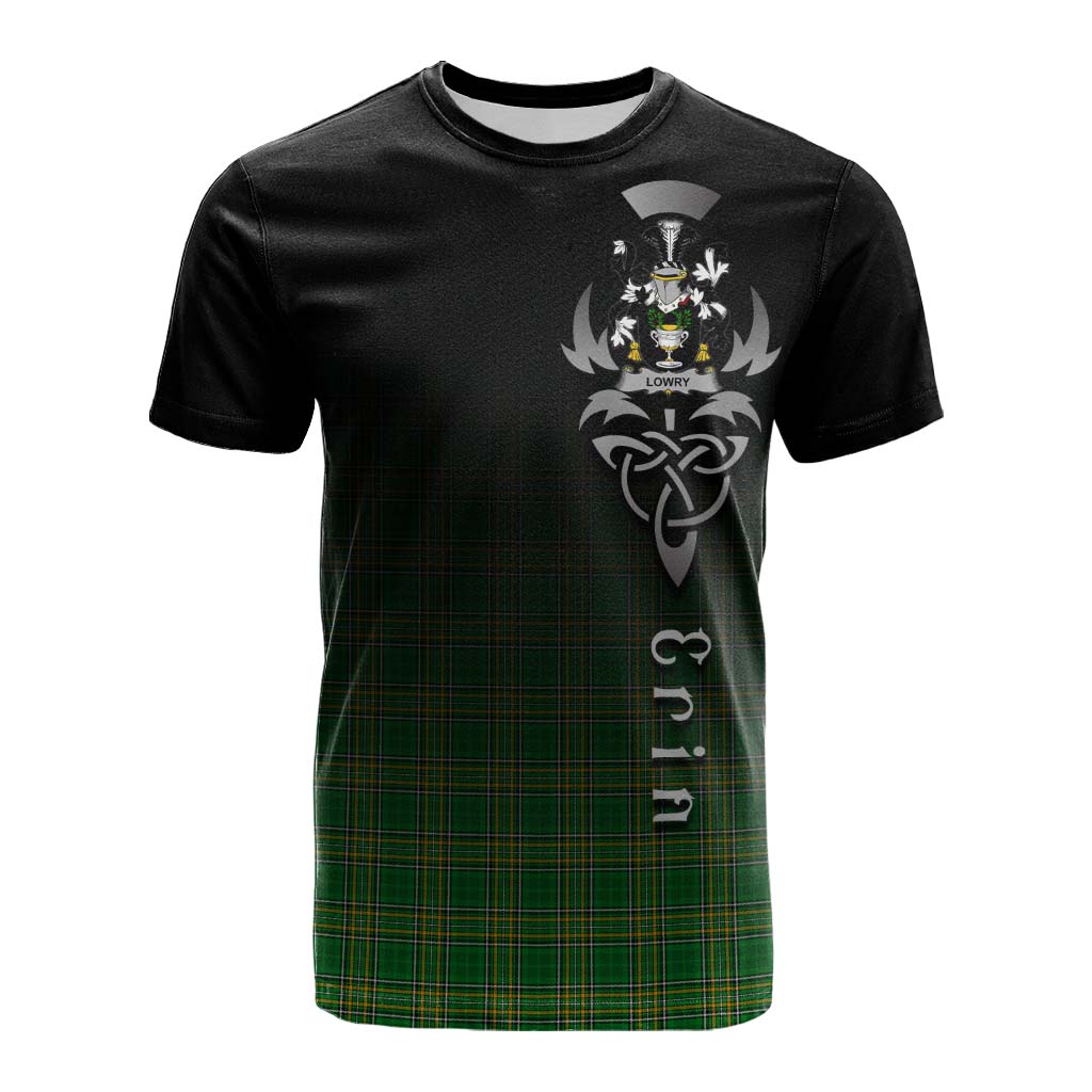 Tartan Vibes Clothing Lowry Irish Clan Cotton T-shirt with Coat of Arms Erin Go Bragh Celtic Inspired