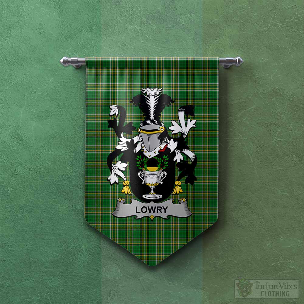 Lowry Irish Clan Tartan Gonfalon, Tartan Banner with Coat of Arms Chevron - Tartan Vibes Clothing