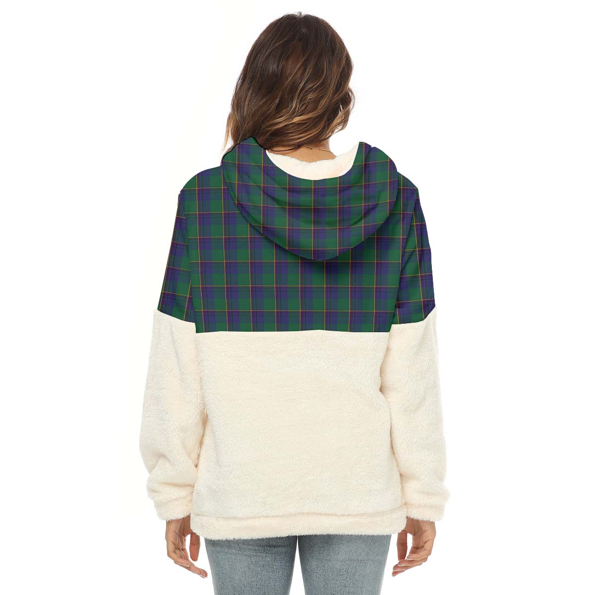 Lowry Tartan Half Style Women's Borg Fleece Hoodie with Half Zip - Tartan Vibes Clothing