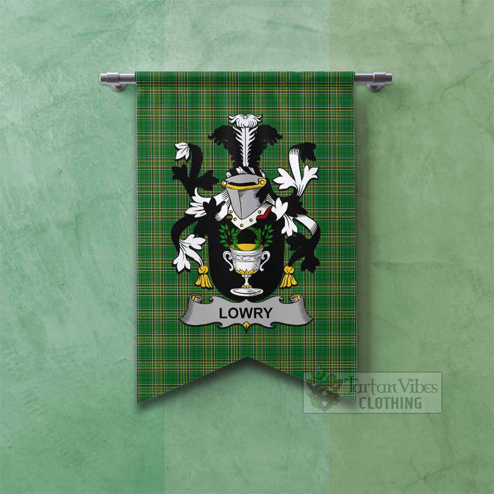 Lowry Irish Clan Tartan Gonfalon, Tartan Banner with Coat of Arms Fishtail - Tartan Vibes Clothing