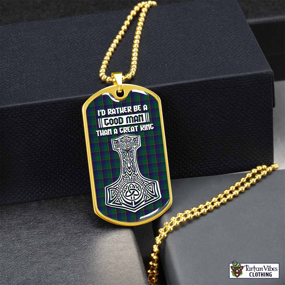 Lowry Tartan Dog Tag Necklace Viking Mjolnir Style Gold No - Tartan Vibes Clothing