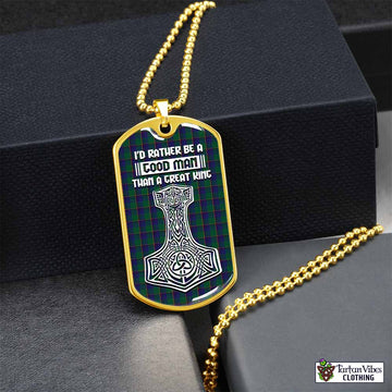 Tartan Vibes Clothing Lowry Tartan Dog Tag Necklace Viking Mjolnir Style