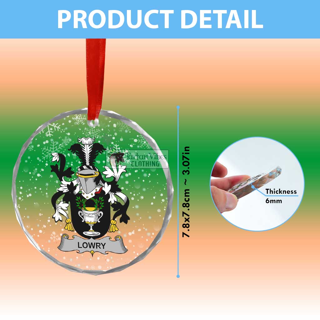 Lowry Irish Clan Christmas Glass Ornament with Coat of Arms - 2D-tartanvibesclothing