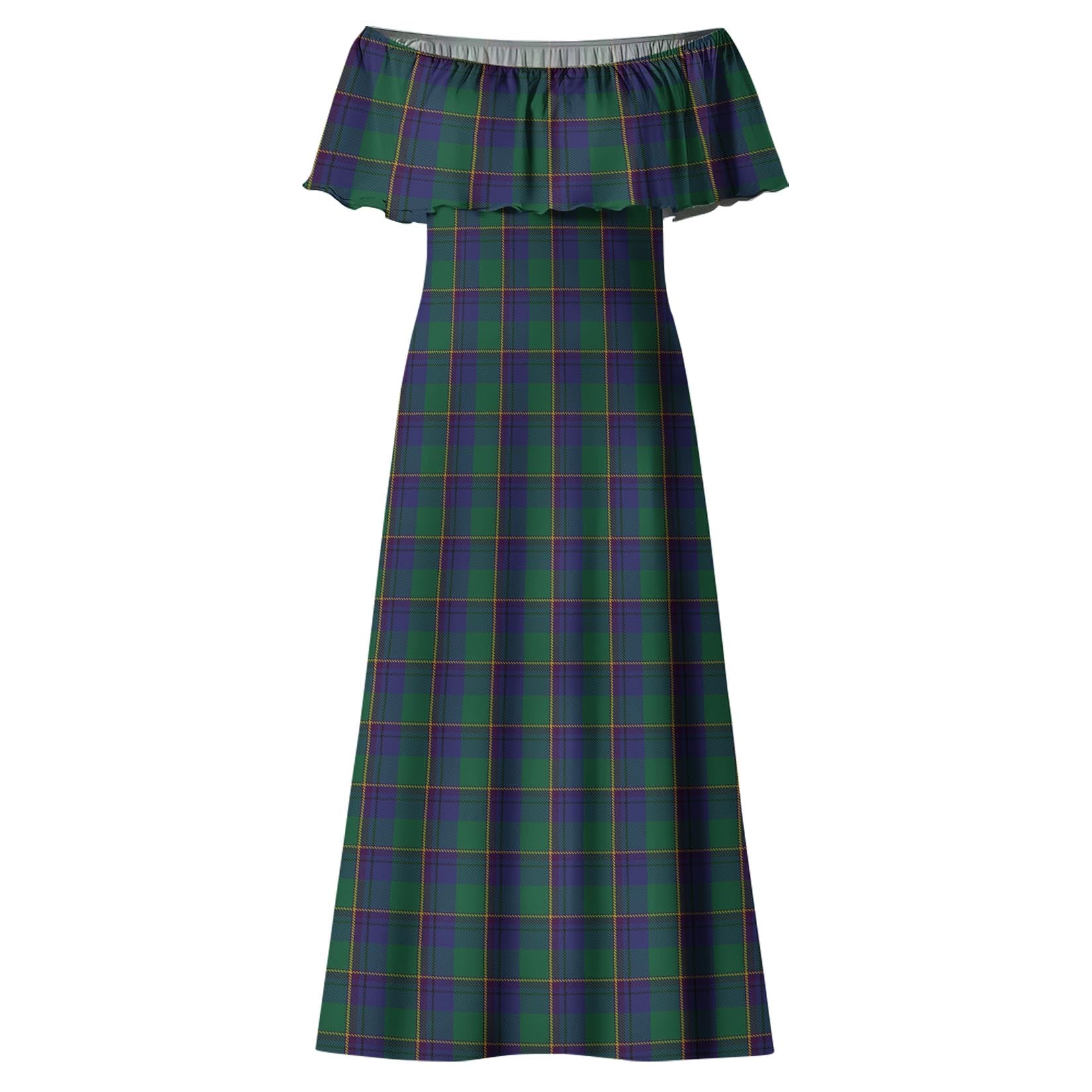 Lowry Tartan Off Shoulder Long Dress - Tartan Vibes Clothing