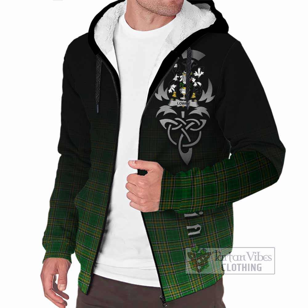 Tartan Vibes Clothing Lowry Irish Clan Sherpa Hoodie with Coat of Arms Erin Go Bragh Celtic Inspired