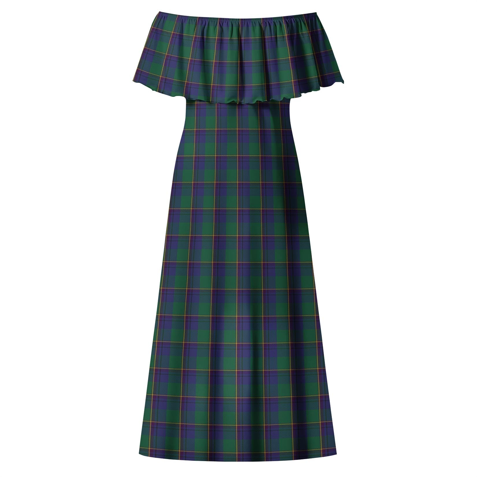 Lowry Tartan Off Shoulder Long Dress - Tartan Vibes Clothing