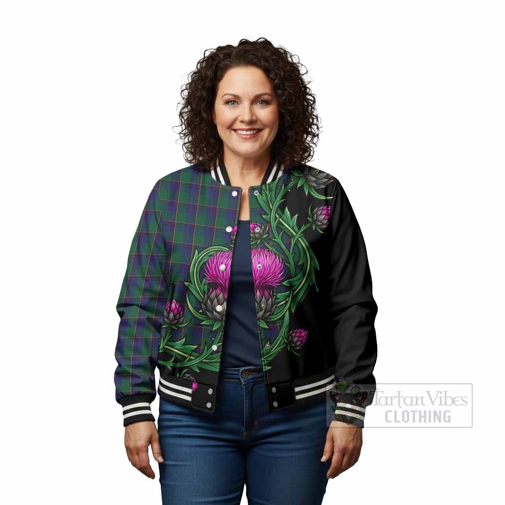 Lowry Tartan Baseball Jacket Resilient Scottish Thistle - Tartan Vibes Clothing