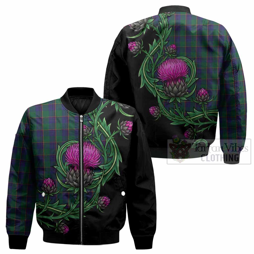 Lowry Tartan Bomber Jacket Resilient Scottish Thistle - Tartan Vibes Clothing