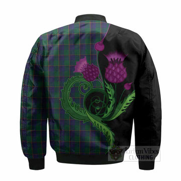 Lowry Tartan Bomber Jacket Traditional Scottish Thistle