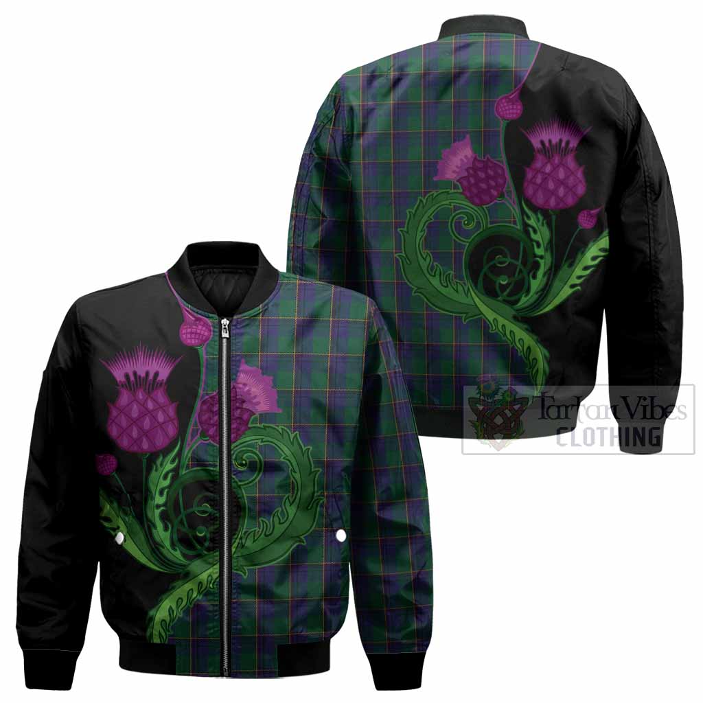 Lowry Tartan Bomber Jacket Traditional Scottish Thistle - Tartan Vibes Clothing