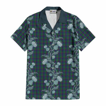 Lowry Tartan Cotton Hawaiian Shirt Seamless Scottish Thistle Flowers