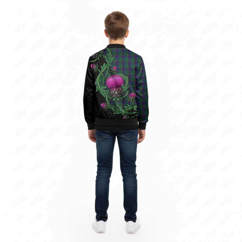 Lowry Tartan Kid Bomber Jacket Resilient Scottish Thistle - Tartan Vibes Clothing