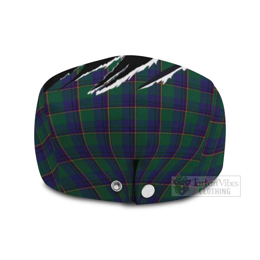 Lowry Tartan Loch Ness Monster Flat Cap, Jeff Cap Celtic Knot Nessie Art