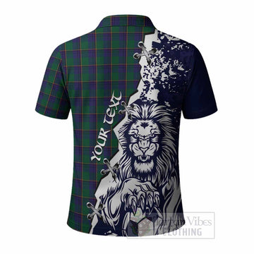Lowry Tartan Scottish Polo Shirt Angry Lion With Soccer Ball Style