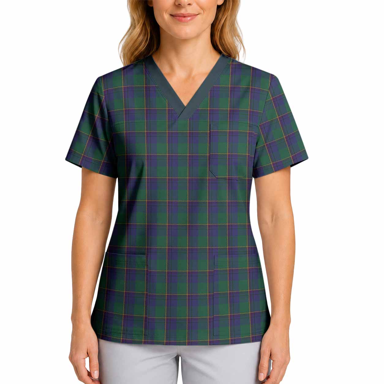 Lowry Tartan Scrub Top 4XL - Tartan Vibes Clothing