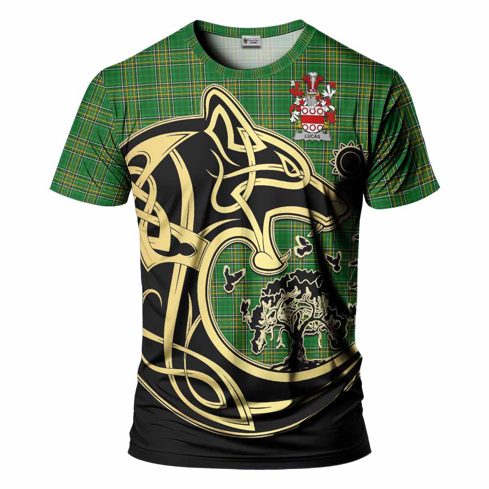 Lucas Irish Tartan T-Shirt with Coat of Arms Celtic Wolf Style Kid's Shirt - Tartan Vibes Clothing