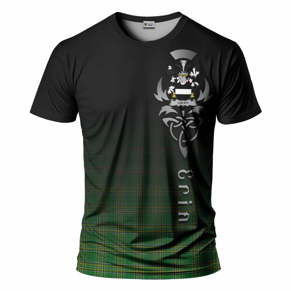 Tartan Vibes Clothing Lucey Irish Clan T-Shirt with Coat of Arms Erin Go Bragh Celtic Inspired