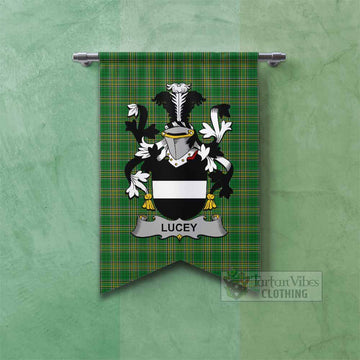 Lucey Irish Clan Tartan Gonfalon, Tartan Banner with Coat of Arms