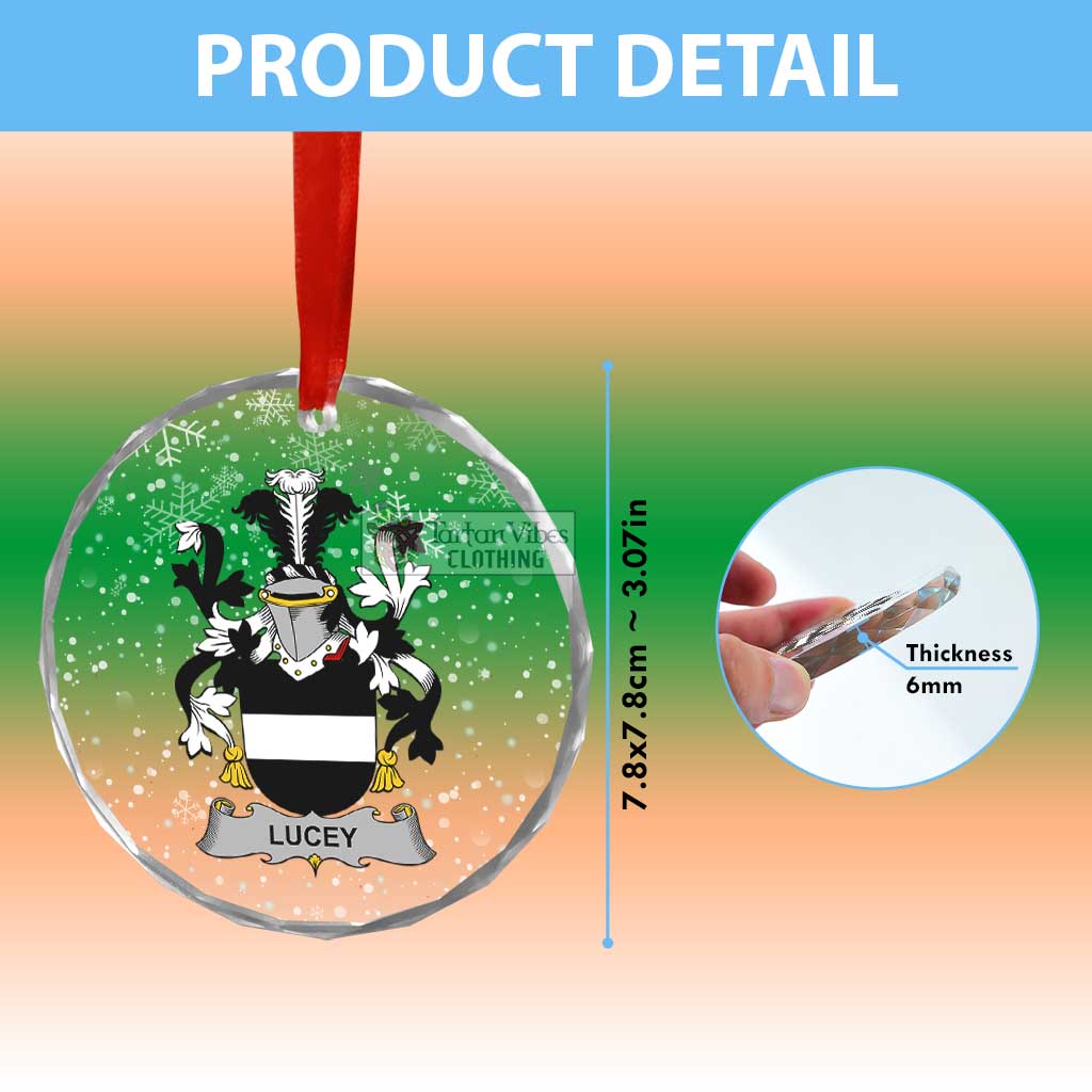 Tartan Vibes Clothing Lucey Irish Clan Christmas Glass Ornament with Coat of Arms