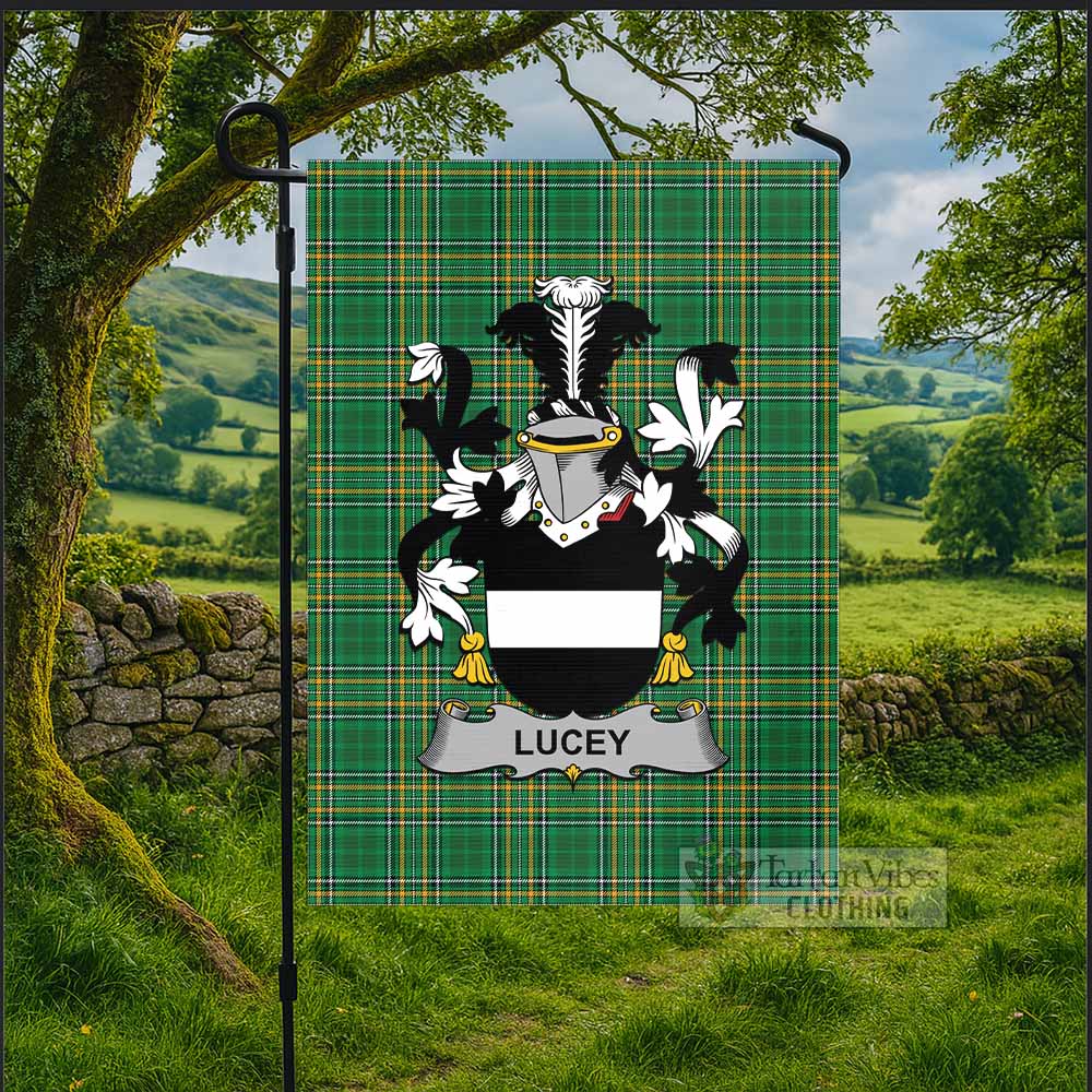 Lucey Irish Clan Tartan Flag with Coat of Arms