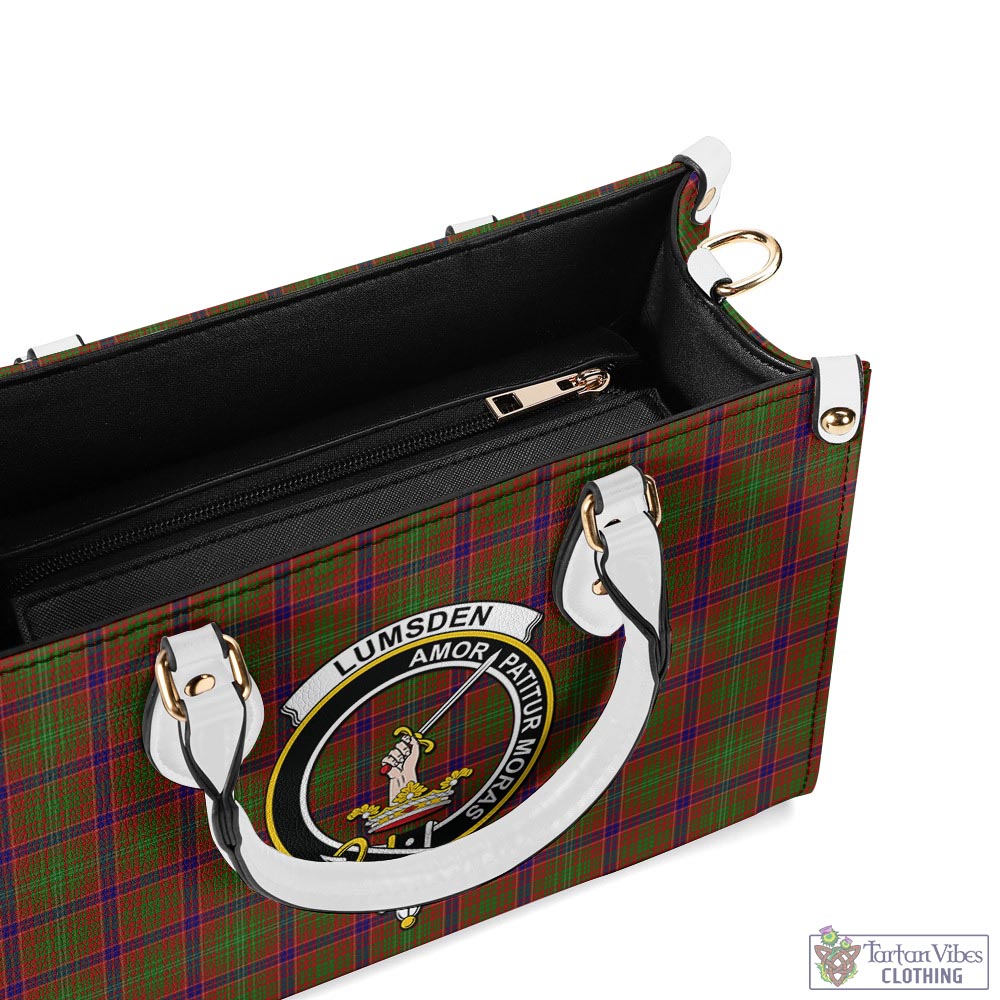 Tartan Vibes Clothing Lumsden Tartan Luxury Leather Handbags with Family Crest