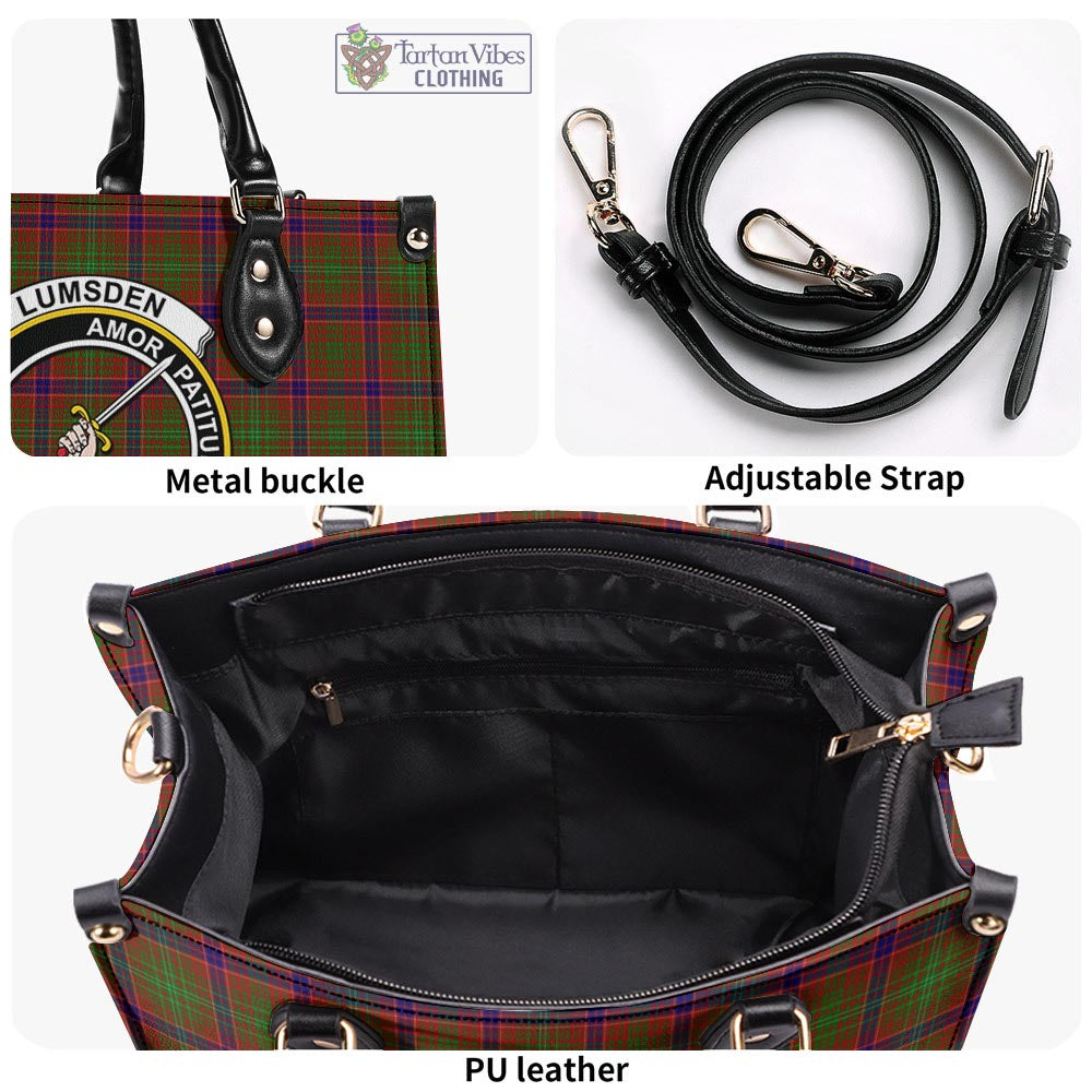 Tartan Vibes Clothing Lumsden Tartan Luxury Leather Handbags with Family Crest