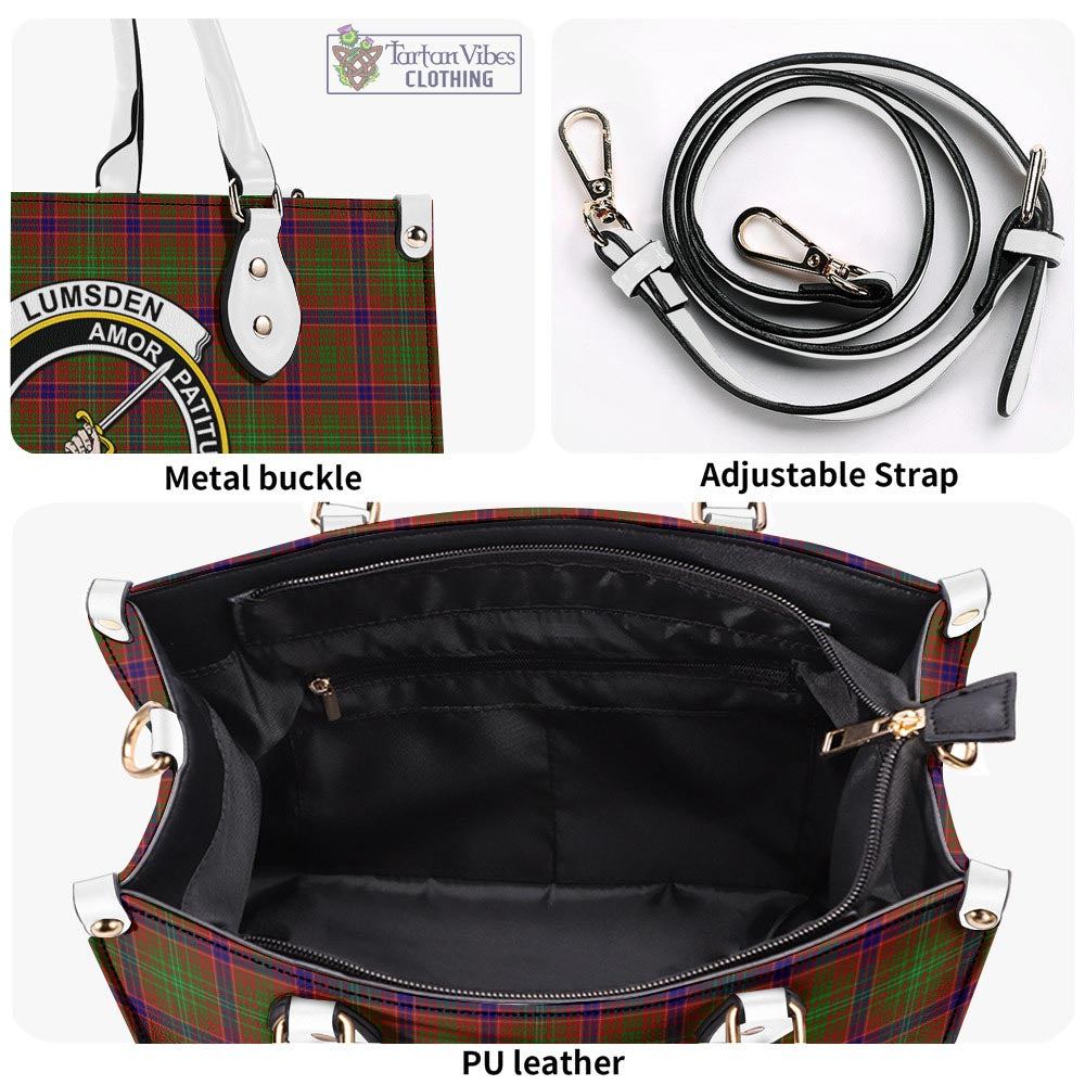 Tartan Vibes Clothing Lumsden Tartan Luxury Leather Handbags with Family Crest