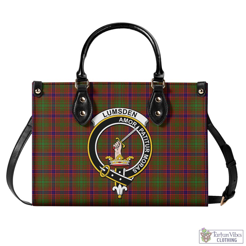 Tartan Vibes Clothing Lumsden Tartan Luxury Leather Handbags with Family Crest