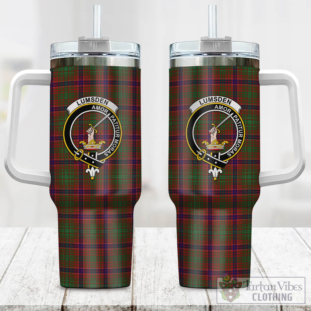 Tartan Vibes Clothing Lumsden Tartan and Family Crest Tumbler with Handle